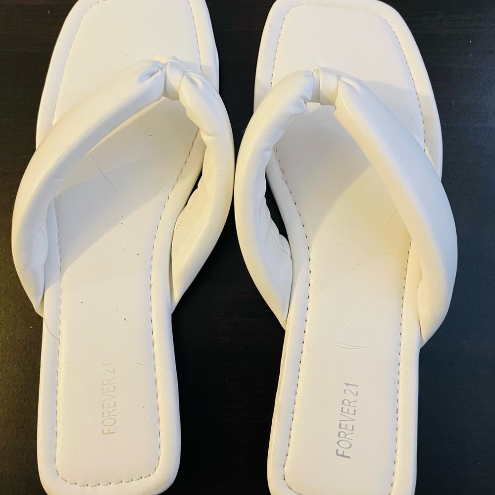 Forever 21 soft cushion white sandals.